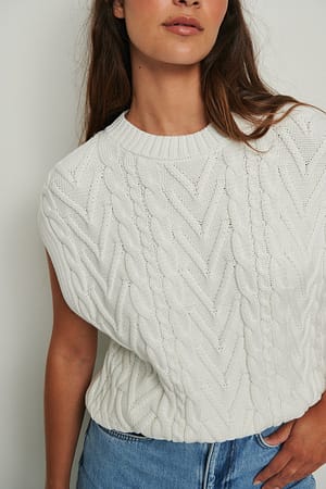 White Cable Knitted Vest
