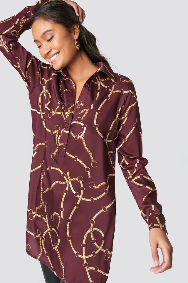 Chain Print Tunic Red