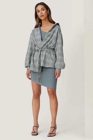 Check Checked Belted Shirt