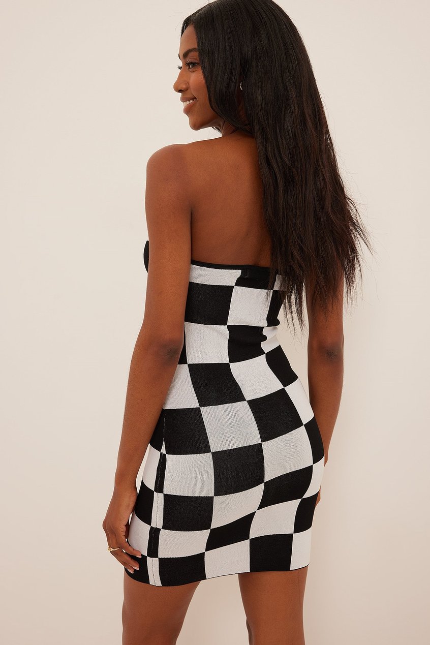 Kleider Strickkleider | Checkered Mini Tube Dress - LS55886