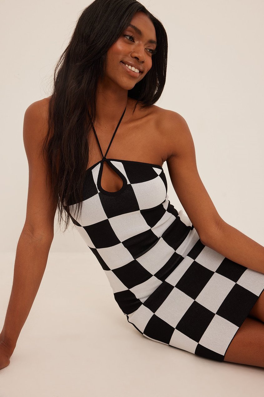 Kleider Strickkleider | Checkered Mini Tube Dress - SZ38642