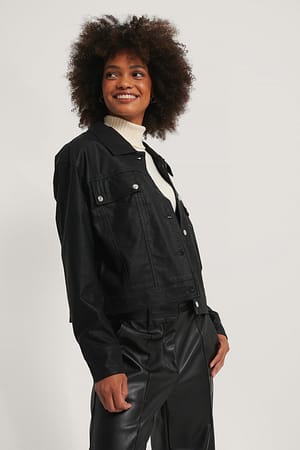 Black NA-KD Chest Pocket PU jacket