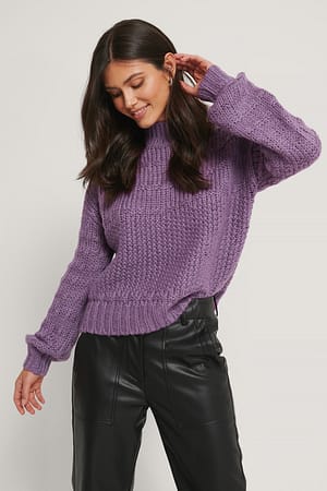 Strong Purple Chunky Knitted Sweater