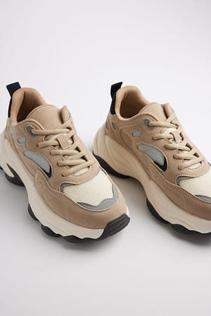 Chunky Contrast Detail Trainers Beige | NA-KD