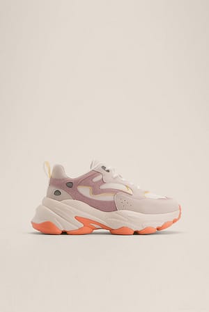Pink/Beige Chunky sneakers met contrastdetail