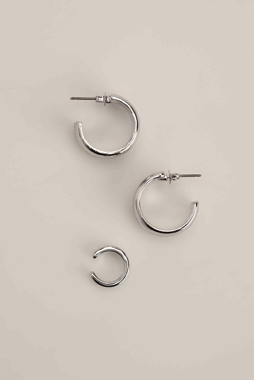 Accessoires Boucles d'oreilles | Manchette d’oreille et créoles doubles épaisses recyclé - PV28463