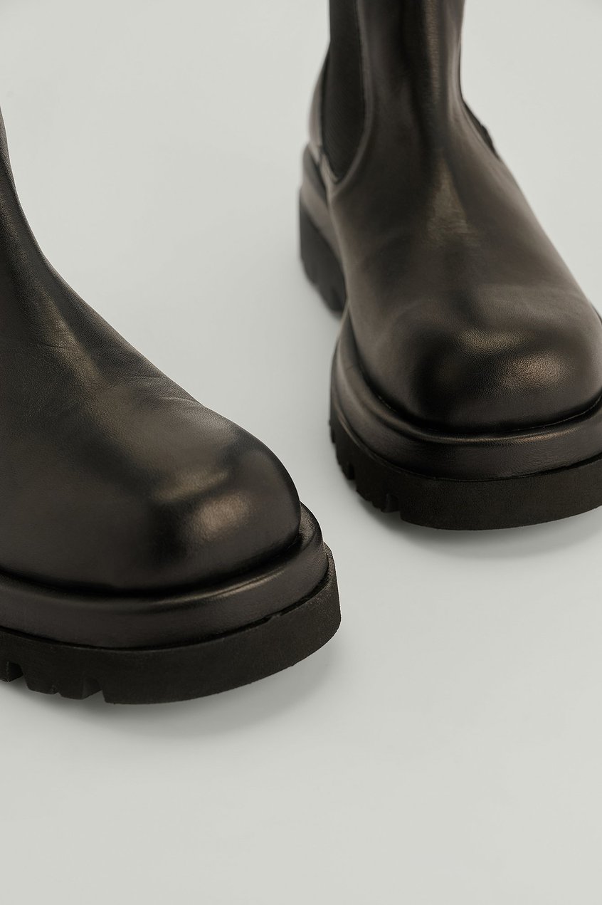 Chaussures Bottes & Bottines | Bottes épaisses en cuir à tige profilée - MP09495
