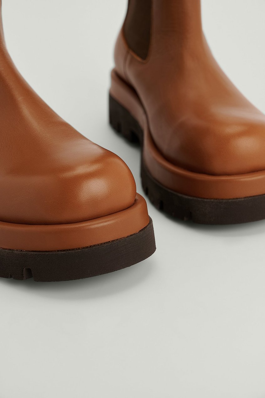Chaussures Bottes & Bottines | Bottes épaisses en cuir à tige profilée - FB36112