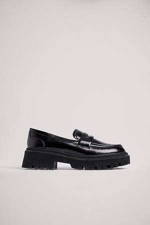 Black Chunky Retro Loafers