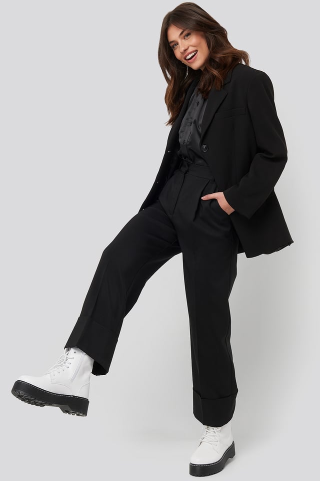 Chunky Rubber Sole Combat Boots White