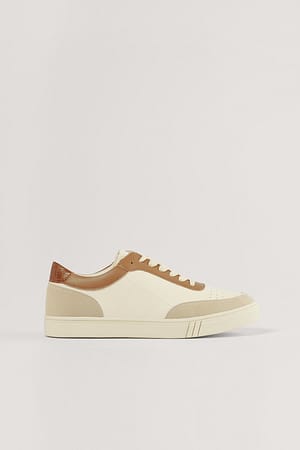 Beige/Brown Classic Court Trainers