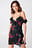Cold Shoulder Flower Printed Overlap Dress