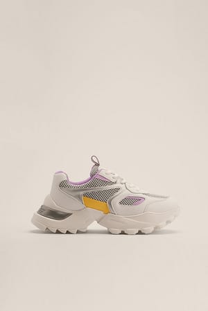 Purple/Yellow Sneakers met meshdetail