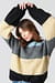 Color Striped Balloon Sleeve Knitted Sweater
