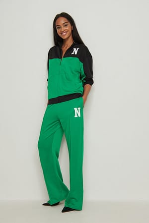 Green/Black Pullover mit Reißverschluss und Farbblöcken