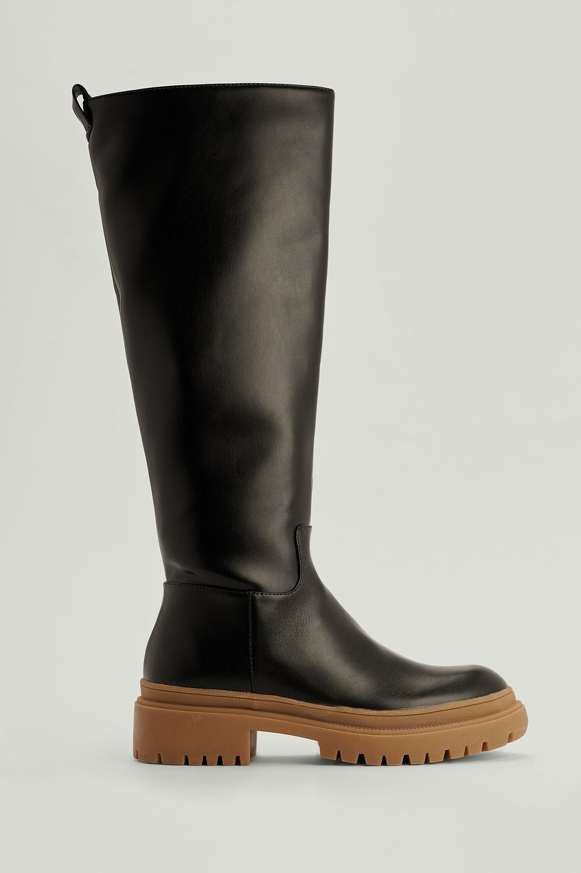 Schuhe Kniehohe Stiefel | Kniehohe Stiefel mit Kontrastsohle - VN92160