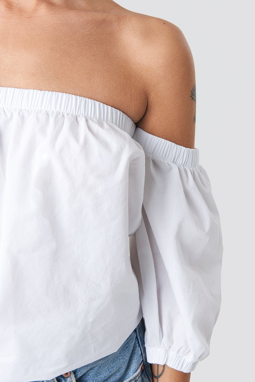 Oberteile Hemden & Blusen | Cotton Bardot Puff Sleeve Top - PM14405