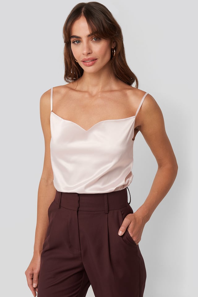 Cowl Neck Satin Cami Top Violet