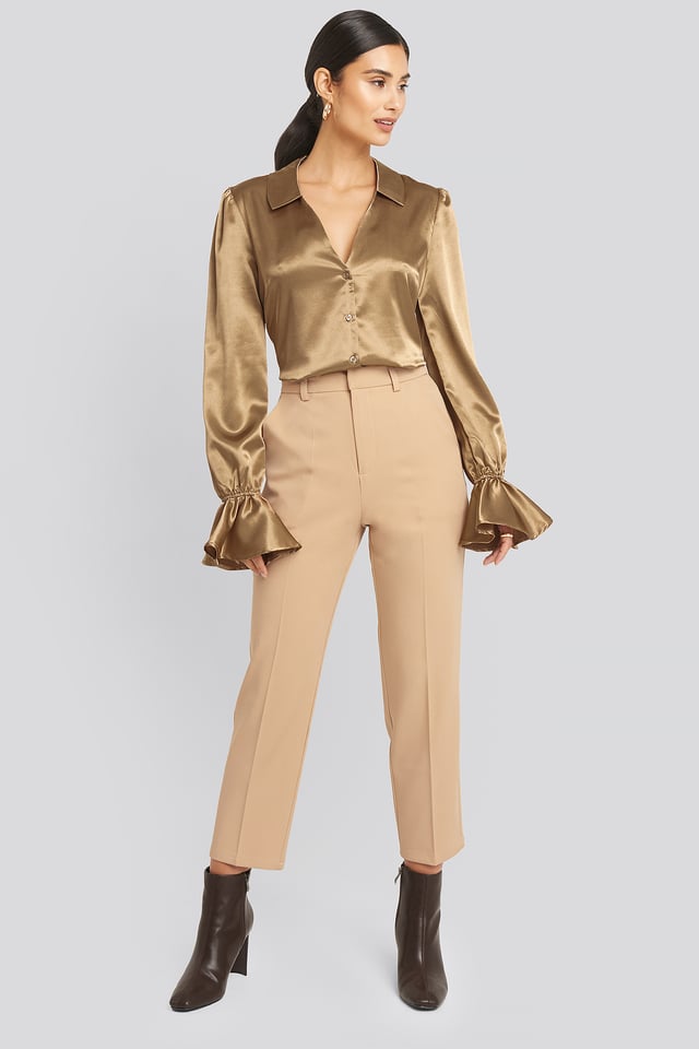 Creased Suit Pants Light Beige