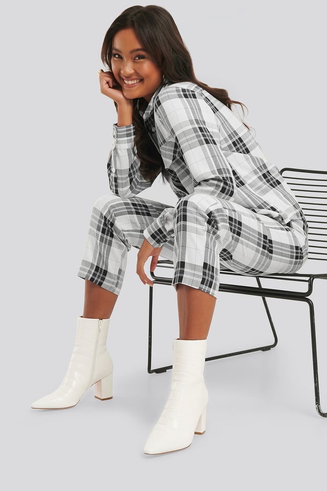 Croc Pointy Toe Half Boots White