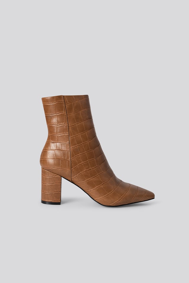 Croc Pointy Toe Half Boots Brown