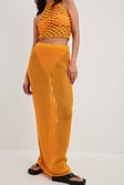 Orange Crochet Knitted Maxi Skirt