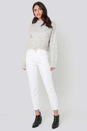 Offwhite NA-KD Cropped 5 Pocket Jeans