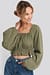 Cropped Balloon Sleeve Frill Top