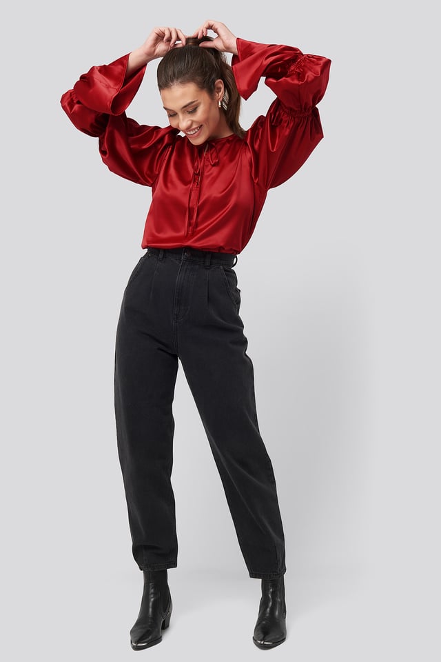 Cropped Balloon Leg Jeans Grey Wash