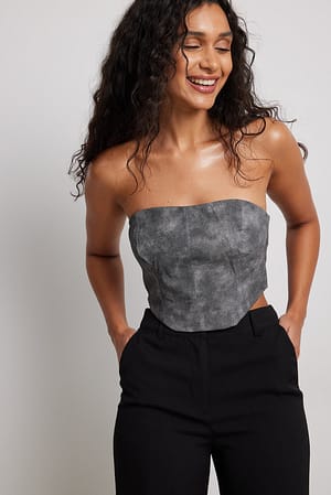 Grey Cropped Corset Top