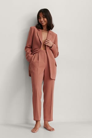 Pink Cropped Darted Suit Pants