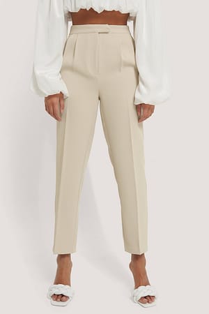 Offwhite Cropped Darted Suit Pants