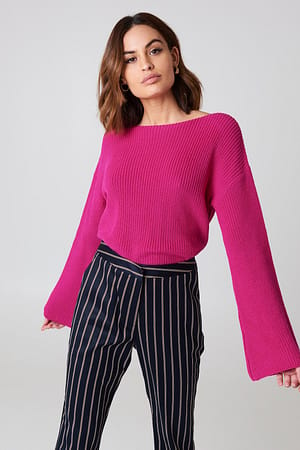 Cabernet NA-KD Cropped Long Sleeve Knitted Sweater