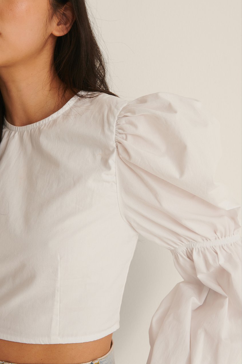 New Years Clothing Blusas | Blusa recortada de manga larga y espalda abierta reciclada - SU97677