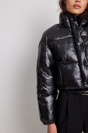Black Cropped Padded Jacket