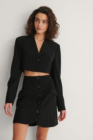 Stripe Print Cropped blazer