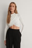 Offwhite Cropped Pleated Top