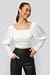 Cropped Puff Sleeve Satin Blouse