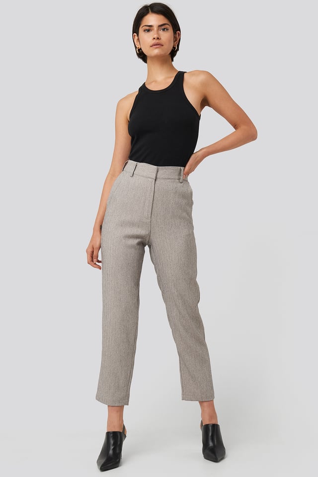 Cropped Suit Pants Grey Melange