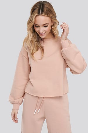 Pink NA-KD Basic Cropped Sweatshirt