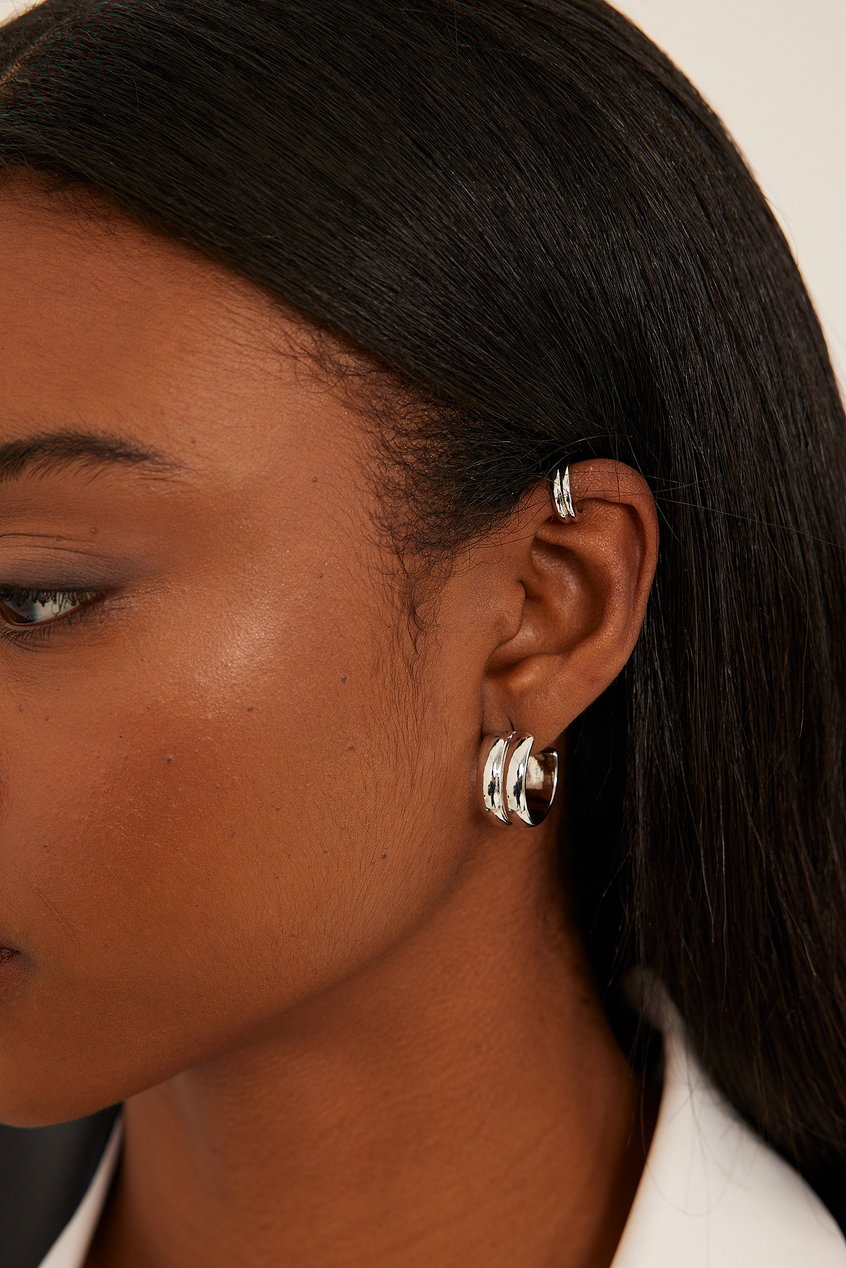 Accessoires Boucles d'oreilles | Manchette d’oreille et créoles doubles épaisses recyclé - PV28463