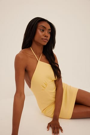 Yellow Mini-jurk van linnenmix