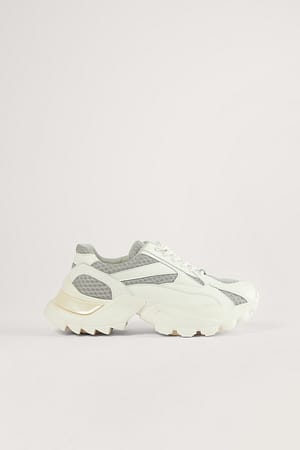 White/Grey Curved Trekking Sole Trainers