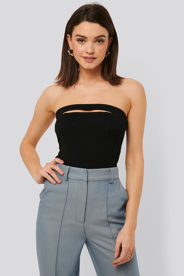 Cut Out Bandeau Top Black