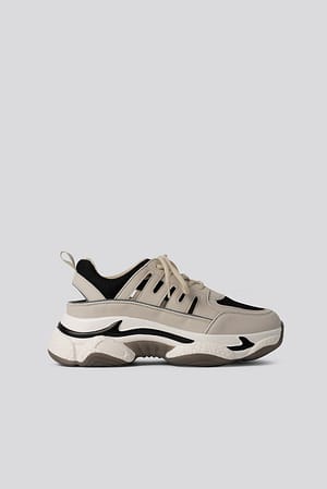 Light Taupe Cut-out-Chunky-Sneakers
