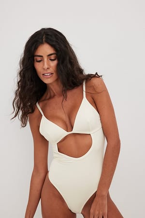 Offwhite Cut Out Detail Swimsuit