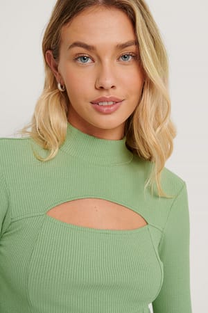 Green Cut Out Chest Detail Top