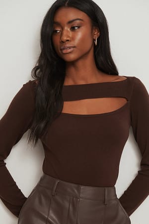 Brown NA-KD Trend Cut Out Knitted Sweater