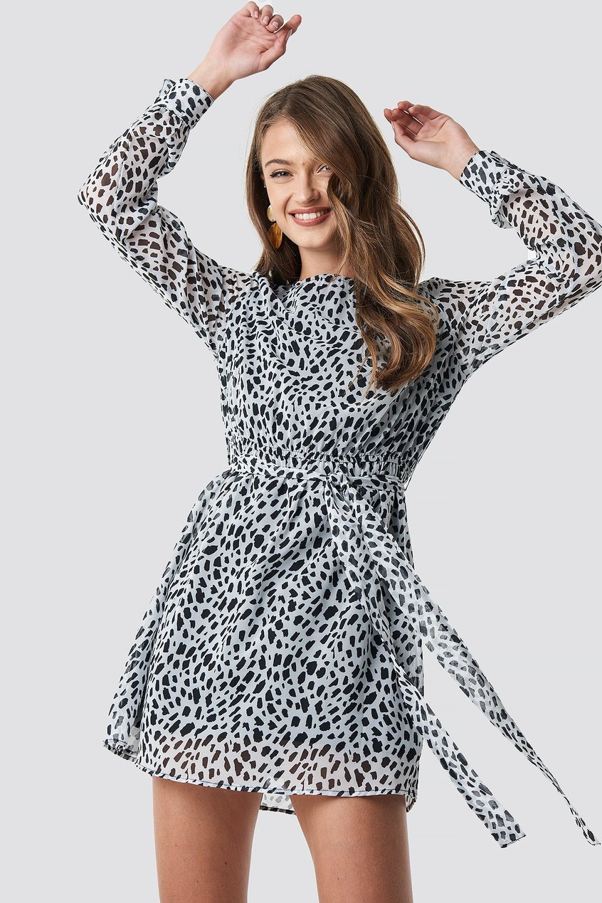 Robes Robes Manches Longues | Dalmation Spots Print Dress - HI87177