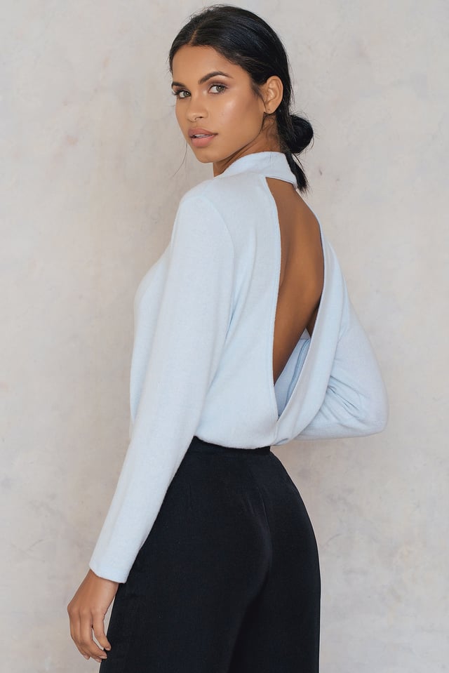 Deep Back Knitted Sweater Cloud
